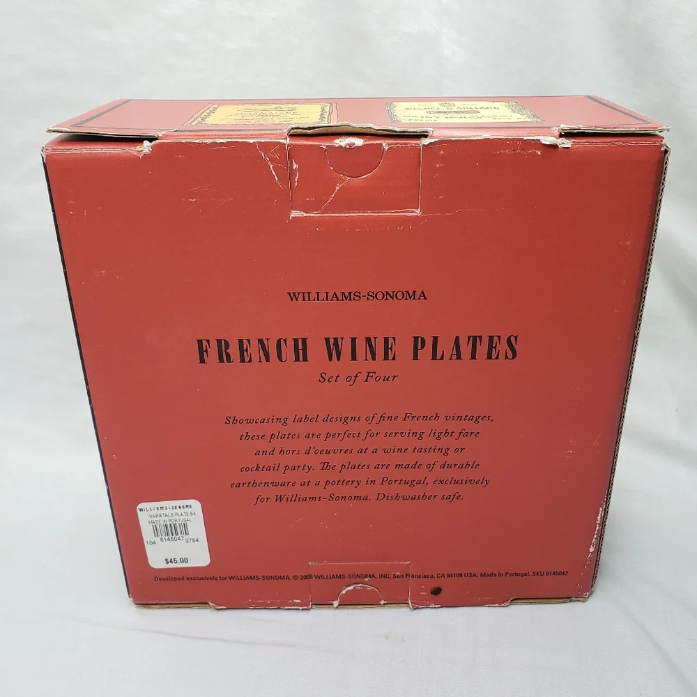 Williams Sonoma Four Small French Wine Plates In Box Ceramic 6.5 Inches